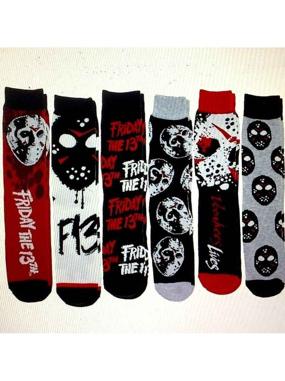 Friday The 13th Jason Voorhees 6 Pack Menโs Socks New